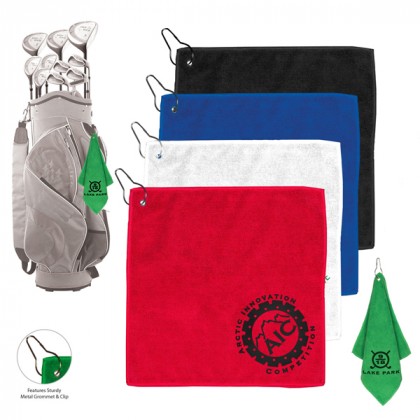 microfiber grommet towel golf metal clip 4allpromos