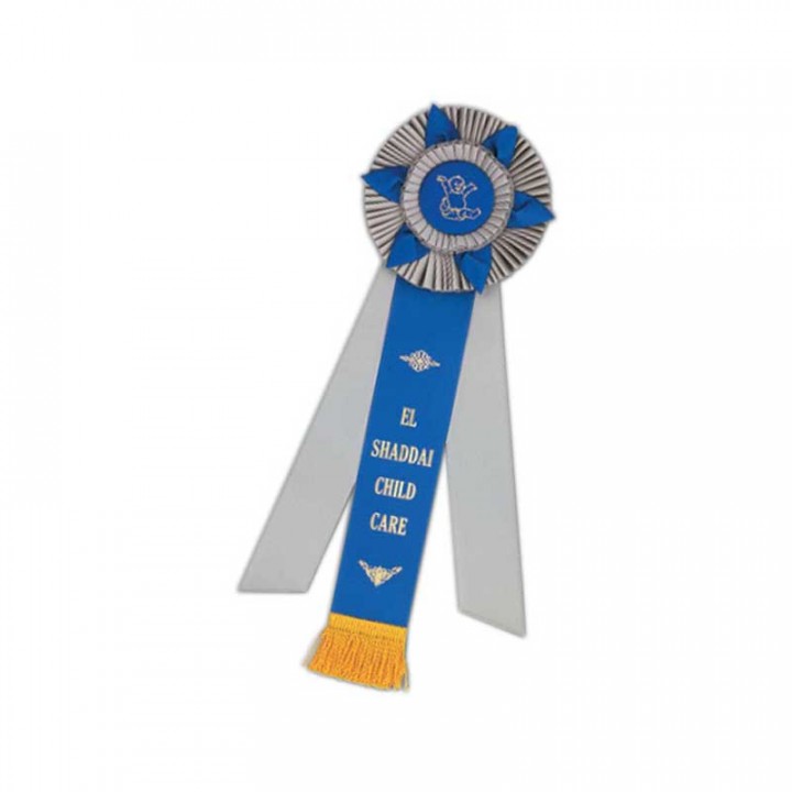 Long Award Rosette Ribbon Custom Promotional Ribbon Awards