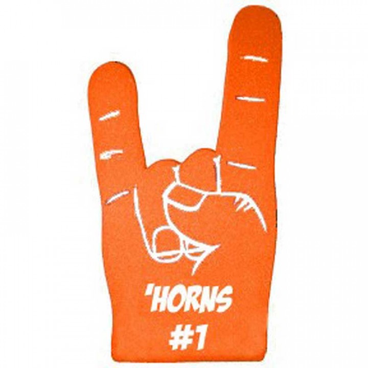 Logo Printed 17” Foam Hook ‘em Hands Custom Hook ‘em Cheering Hands
