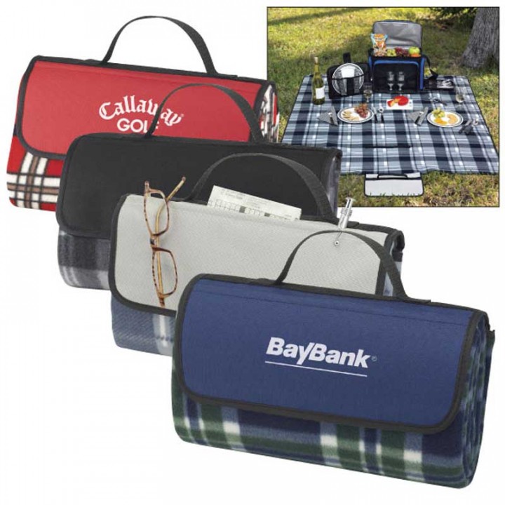 Plaid Picnic Blanket Custom Logo 4AllPromos