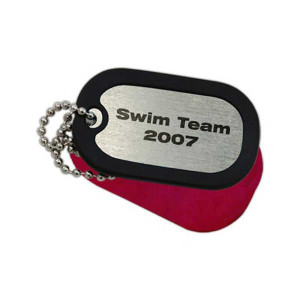 Aluminum Dog Tag - Black Edge Trim Promotional Custom Imprinted With Logo Aluminum Dog Tag - Black Edge Trim Promotional Custom Imprinted With Logo