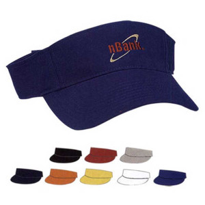 Embroidered Chino Cotton Visor Promotional Custom Imprinted With Logo