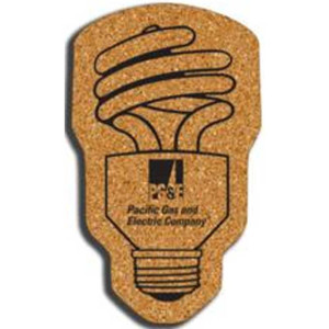 Energy Bulb - King Size Cork Coaster Promotional Custom Imprinted With Logo