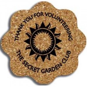 Flower - King Size Cork Coaster Promotional Custom Imprinted With Logo