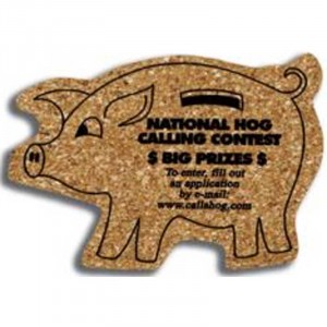 Pig - King Size Cork Coaster Promotional Custom Imprinted With Logo
