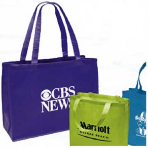 Large Custom Printed Non-Woven Tote Bag - 20W x 16H x 6D Promotional Custom Imprinted With Logo