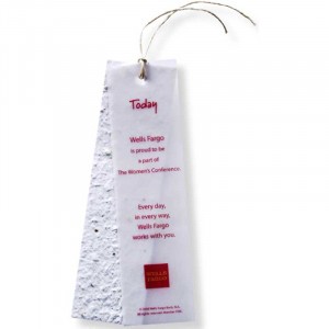 Seed Paper Bookmarks with Vellum Overlay and Tie - Large Promotional Custom Imprinted With Logo