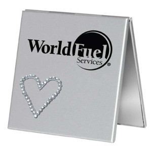 Heart Rhinestone Silver Double Mirror Promotional Custom Imprinted With Logo Heart Rhinestone Silver Double Mirror Promotional Custom Imprinted With Logo