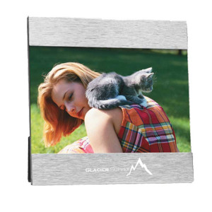 4 in. x 6 in. Aluminum Photo Frame Promotional Custom Imprinted With Logo