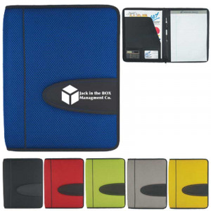 Eclipse Mesh Zippered Portfolio w/ Calculator Promotional Custom Imprinted With Logo