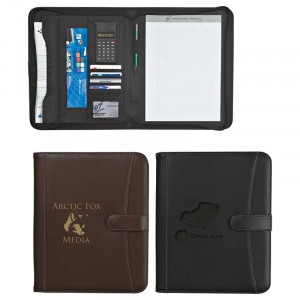 Pebble Grain Zippered Portfolio with Calculator Promotional Custom Imprinted With Logo