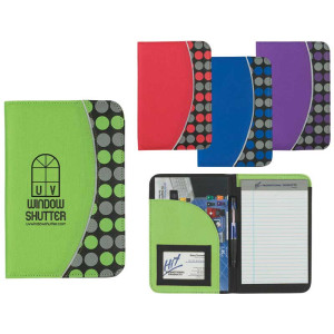 Non-Woven 5 in. x 7 in. Polk-A-Dot Padfolio Promotional Custom Imprinted With Logo Non-Woven 5 in. x 7 in. Polk-A-Dot Padfolio Promotional Custom Imprinted With Logo
