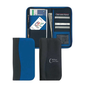 Microfiber Travel Wallet with Embossed PVC Trim Promotional Custom Imprinted With Logo Microfiber Travel Wallet with Embossed PVC Trim Promotional Custom Imprinted With Logo