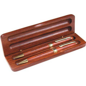 European Rosewood Pen and Pencil Set Promotional Custom Imprinted With Logo