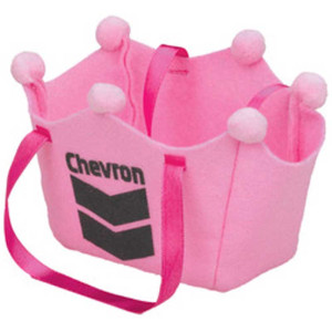 Pink Felt Crown Pampered Plush Carrier Promotional Custom Imprinted With Logo