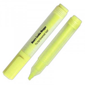 Rectangular Highlighter with Frosted Barrel and Yellow Chisel Tip Promotional Custom Imprinted With Logo Rectangular Highlighter with Frosted Barrel and Yellow Chisel Tip Promotional Custom Imprinted With Logo