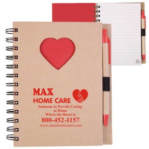 Recycle Die Cut Notebook: Heart Promotional Custom Imprinted With Logo Recycle Die Cut Notebook: Heart Promotional Custom Imprinted With Logo