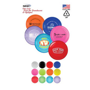 9" Flying Disk in Opaque & Translucent Colors Promotional Custom Imprinted With Logo 9" Flying Disk in Opaque & Translucent Colors Promotional Custom Imprinted With Logo