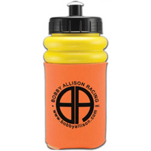 16 oz Mini Muscle Bottle (Foam Sleeve) With Push Pull Lid Promotional Custom Imprinted With Logo 16 oz Mini Muscle Bottle (Foam Sleeve) With Push Pull Lid Promotional Custom Imprinted With Logo