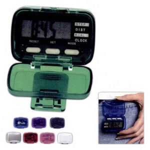 Multi-Function Pedometer with Clock Promotional Custom Imprinted With Logo Multi-Function Pedometer with Clock Promotional Custom Imprinted With Logo