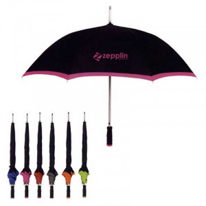 46" Arc Umbrella With Edge Trim Color Promotional Custom Imprinted With Logo 46" Arc Umbrella With Edge Trim Color Promotional Custom Imprinted With Logo