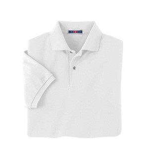 Jerzees Cotton/Poly Pique Golf Shirt with Spotshield - White Promotional Custom Imprinted With Logo Jerzees Cotton/Poly Pique Golf Shirt with Spotshield - White Promotional Custom Imprinted With Logo