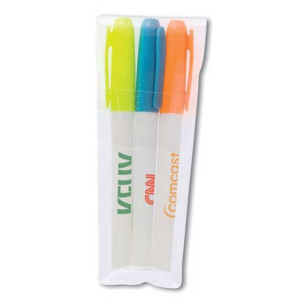 3-Piece Highlighter Set Promotional Custom Imprinted With Logo