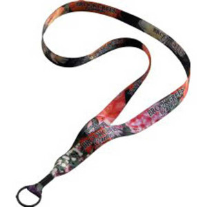 3/4 in. Dye-Sublimated Multicolor Lanyard with Metal Crimp and Metal Split-ring Promotional Custom Imprinted With Logo