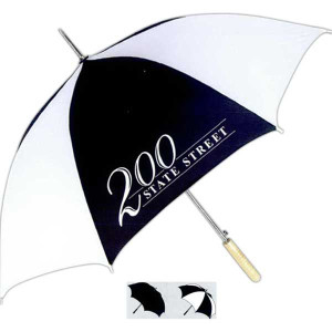 48" Auto-Open Umbrella with Wood Handle Promotional Custom Imprinted With Logo