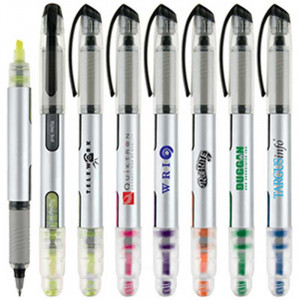 Slim Roller/Highlighter Combo Pen Promotional Custom Imprinted With Logo Slim Roller/Highlighter Combo Pen Promotional Custom Imprinted With Logo