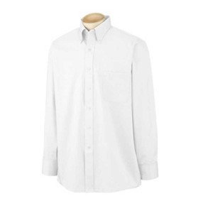 Van Heusen Long-Sleeve Wrinkle-Resistant Blended Pinpoint Oxford - White Promotional Custom Imprinted With Logo