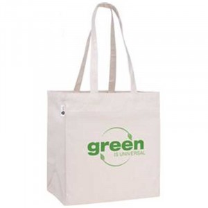 V Natural Recycled Cotton Tote Promotional Custom Imprinted With Logo