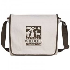 V Natural Recycled Cotton Messenger Promotional Custom Imprinted With Logo
