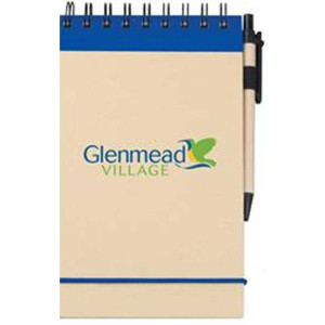 V Natural Kraft Steno with Pen Promotional Custom Imprinted With Logo