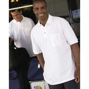 Anvil Cotton Deluxe Pique Sport Shirt with Pocket - White Promotional Custom Imprinted With Logo