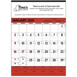 Wall Calendar - Red & Black Promotional Custom Imprinted With Logo Wall Calendar - Red & Black Promotional Custom Imprinted With Logo