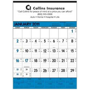 Wall Calendar - Blue & Black Promotional Custom Imprinted With Logo