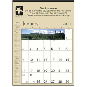 Wall Calendar - Decorator Memo - Tan Promotional Custom Imprinted With Logo