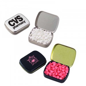 Small Hinged Tin with Mini Mints Promotional Custom Imprinted With Logo Small Hinged Tin with Mini Mints Promotional Custom Imprinted With Logo