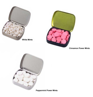 Small Hinged Tin with Mints Promotional Custom Imprinted With Logo Small Hinged Tin with Mints Promotional Custom Imprinted With Logo