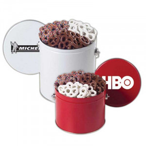 3-Way Chocolate Pretzel Selection (1/2 Gallon) Promotional Custom Imprinted With Logo