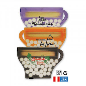Coffee Cup Shaped Pick n Mints Promotional Custom Imprinted With Logo