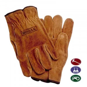 Unlined Gold Brown Split Cowhide Leather Gloves Promotional Custom Imprint Logo