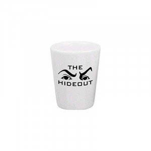 1.5 oz White Ceramic Shot Promotional Custom Imprinted With Logo