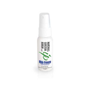 Max-Freeze Muscle & Joint Relief white bottle spray Promotional Custom Imprinted With Logo