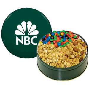 The Royal Tin - M&Ms, Mixed Nuts, Caramel Popcorn Promotional Custom Imprinted With Logo The Royal Tin - M&Ms, Mixed Nuts, Caramel Popcorn Promotional Custom Imprinted With Logo