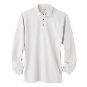 Anvil Cotton Deluxe Long-Sleeve Pique Sport Shirt - White Promotional Custom Imprinted With Logo