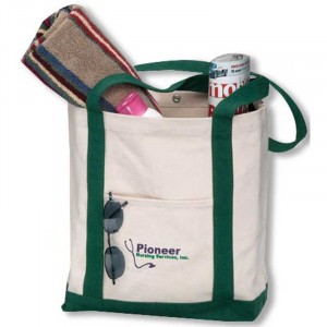 Earth Friendly Two Tone Boat Bag Promotional Custom Imprinted With Logo