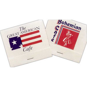 30 Matches - Blue & Red on White Promotional Custom Imprinted With Logo