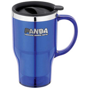 16 oz. Stainless Steel Travel Mug with Durable Handle Promotional Custom Imprinted With Logo 16 oz. Stainless Steel Travel Mug with Durable Handle Promotional Custom Imprinted With Logo